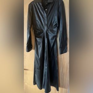 Zara Faux Leather Snap Up Maxi Dress. Never Worn. Size Small